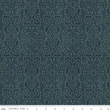 John Wayne American West Boot Stitching Navy Cotton Fabric