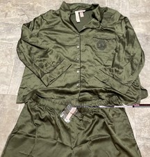 NWT Victoria's Secret Satin Long Pajama Set Green Size L