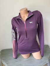 Victorias Secret PINK 1/2 Zip Pullover Athleisure Purple Women XS Sweatshirt Dog
