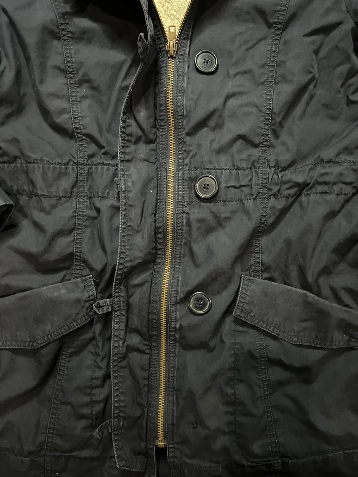 Banana Republic Sherpa Lined Hooded Parka Jacket Navy Blue Women’s Sz M - Image 4 of 4