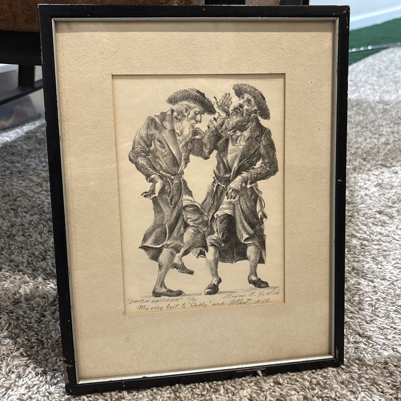 Vtg Framed MAXIM B GOTTLIEB Dancing Hassidem Jewish Art Lithograph Signed /20