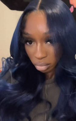 #ad cute bein 32 inch human wig dark blue $180.00