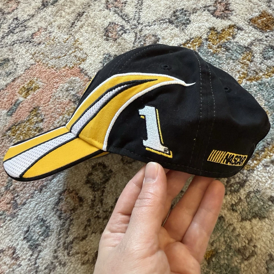 Gorra Bass Pro Shops NASCAR negra y amarilla nueva Foto 2 de 4