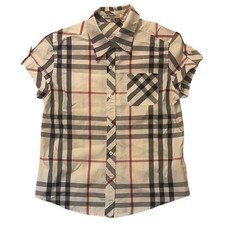 Vintage Burberry Iconic Check Shirt Blouse Short Sleeves - Kids/Youth - XL -Good