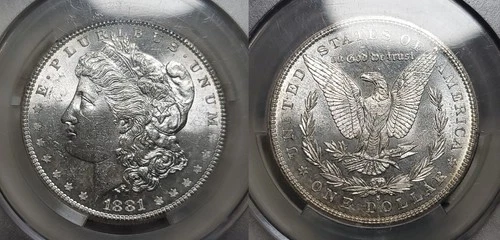 1881 S Morgan Silver Dollar $1 - CACG MS 63