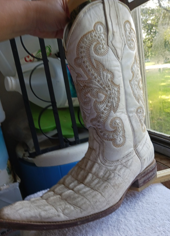 ONLY LEFT Potrero 7 US Heeled Boot Shoe Preowned Worn One Single White Leather