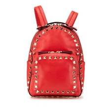 Valentino Rockstuds Leather Backpack Women Red One Size