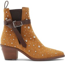 ZADIG & VOLTAIRE Tyler Cecilia Dream Botas con Tachuelas EU 41 11 Folk Gamuza Western NUEVAS