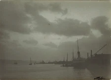 Photo JOÂO MARTINS PORTUGAL C.1935  Nuages sur le port Nuvens do crepuisculo