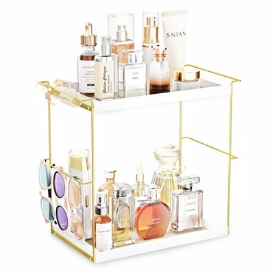 Perfume Organizer for , 2 Tier Wooden and Metal Cologne Organizer for Men, La...