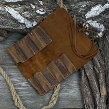 Genuine Leather Tool Roll 6 Slots Storage Bag for Carving Chisels DIY Hobbyists