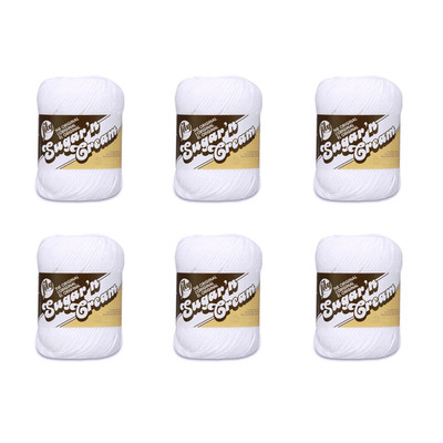 Lily Sugarn Cream White Yarn - 6 Pack Of 71G/2.5Oz - Cotton - 4 Medium Worsted