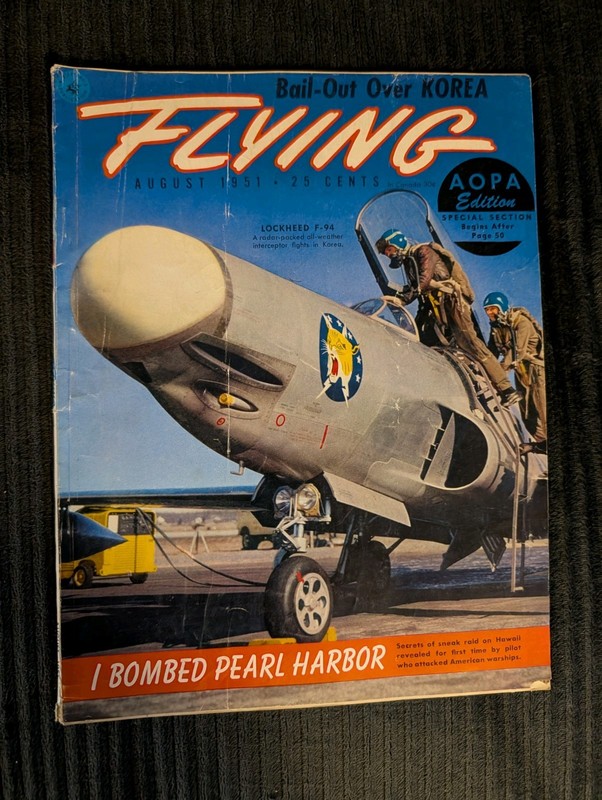 August 1951 FLYING Magazine. Very Good.Great Cover