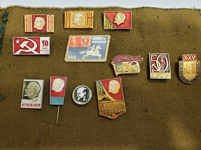 Lot 12 Russian Ukrain USSR Lenin Pin Collection CCCP Cold War Kremlin ...