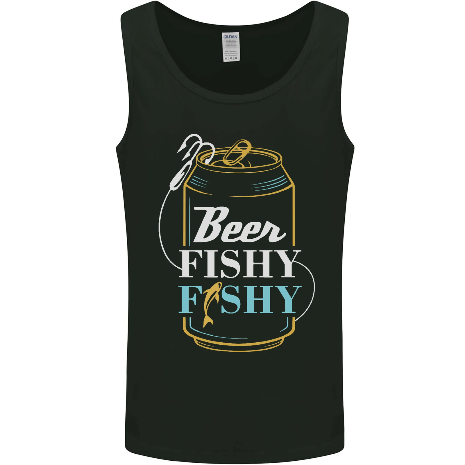 Fishing Beer Here Fishy Fisherman Funny Mens Vest Tank Top