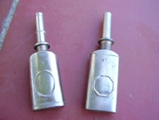 Set of TWO (2) vintage sewing machine oil tins with screw on lids