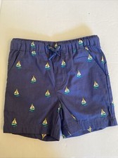 TOMMY BAHAMA Kids Infant Boys Cotton Blue Sailboat Shorts Pockets Drawstring