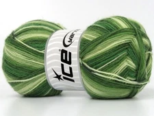 (1) 100 Gram Smart Sock Yarn Ice #80086 Green Shades + Superwash Wool Nylon