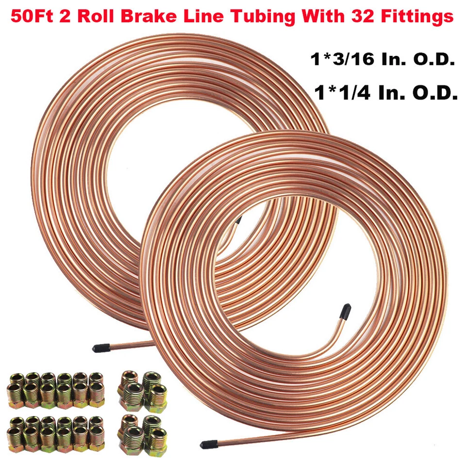 Kit de tubería de línea de freno de hierro cobre 3/16" 1/4" OD 50 pies rollos de bobina anticorrosión Foto 4 de 4