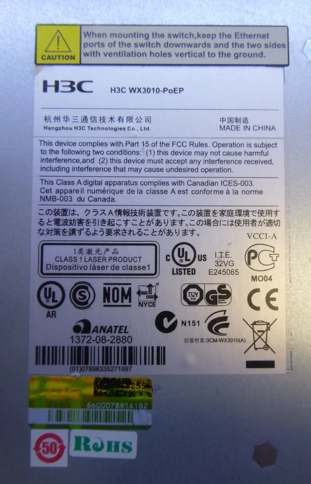 H3C WX3010-PoEP with No Brackets (HP A3000-8G-PoE+) HP 8-Port Gigabit PoE+ - Image 4 of 4