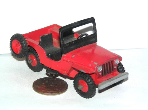 Vintage Dinky Toys Jeep RED ENGLAND SOLID SHAPE ALL ORIGINAL! DR