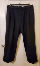 Vintage Mens 38 x 30 (29) Wool Blend Pleated Cuffed Pants Trousers Gray USA Made