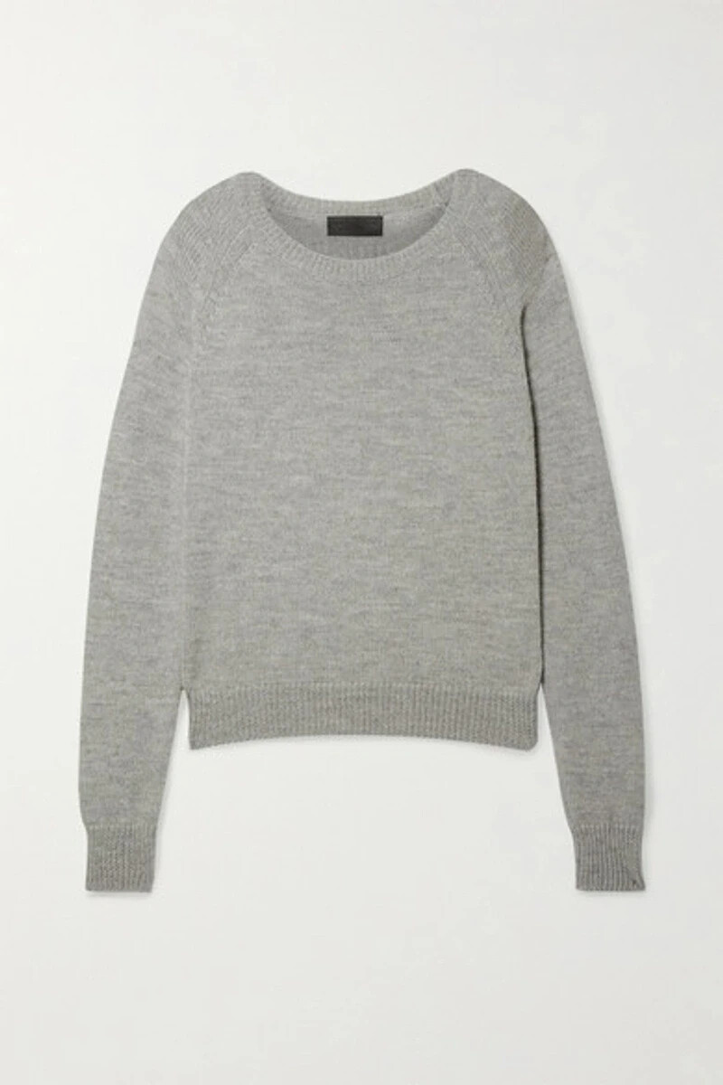 NEW Nili Lotan Merino wool/Alpaca Boxy Sweater In Gray Size L #S5594