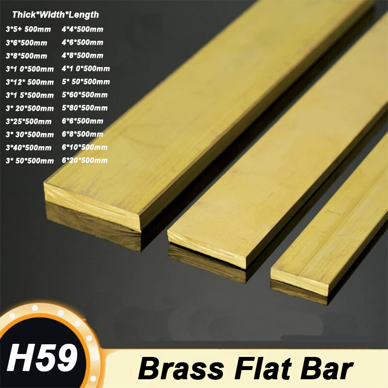 Brass Flat Bar Solid Plate Strip H59 Thick 3mm-6mm, Wide 4mm-50mm Length 500mm