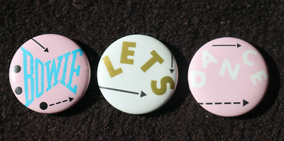 DAVID BOWIE ''LETS DANCE'' 3 BUTTON SET - VINTAGE - PROMO
