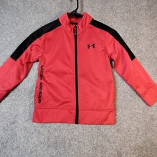 Boys UNDER ARMOUR Red Black Full Zip Track Jacket Size 6