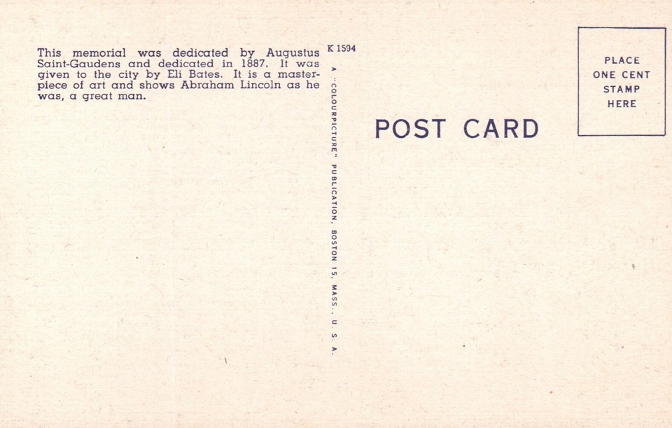 Postcard IL Chicago Lincoln Memorial Lincoln Park Linen Vintage PC