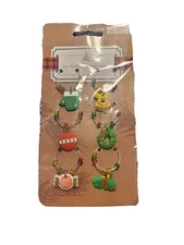 6Ct Holiday Christmas  Wine Glass Cup Charms