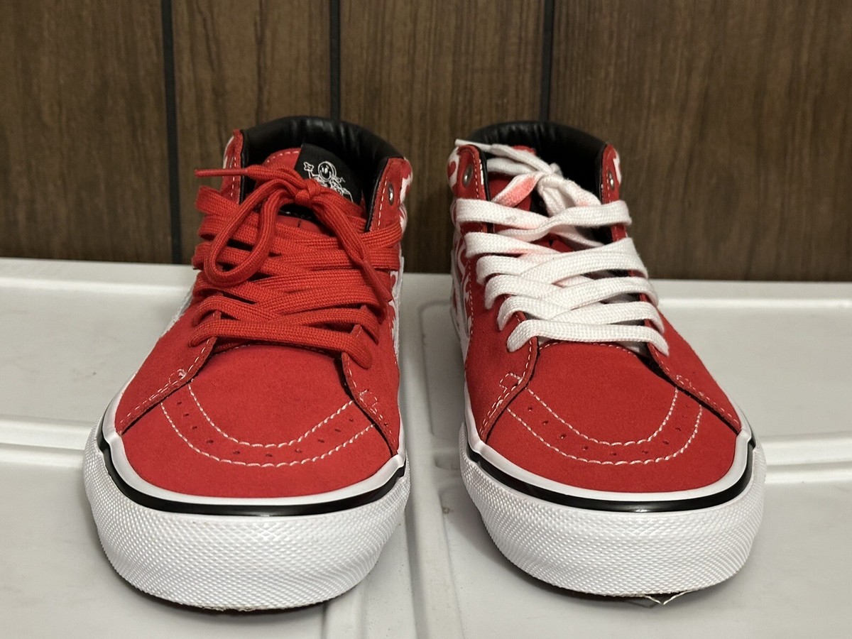 SUPREME X VANS MONOGRAM S LOGO SKATE GROSSO MID 2021 RED/WHITE SZ