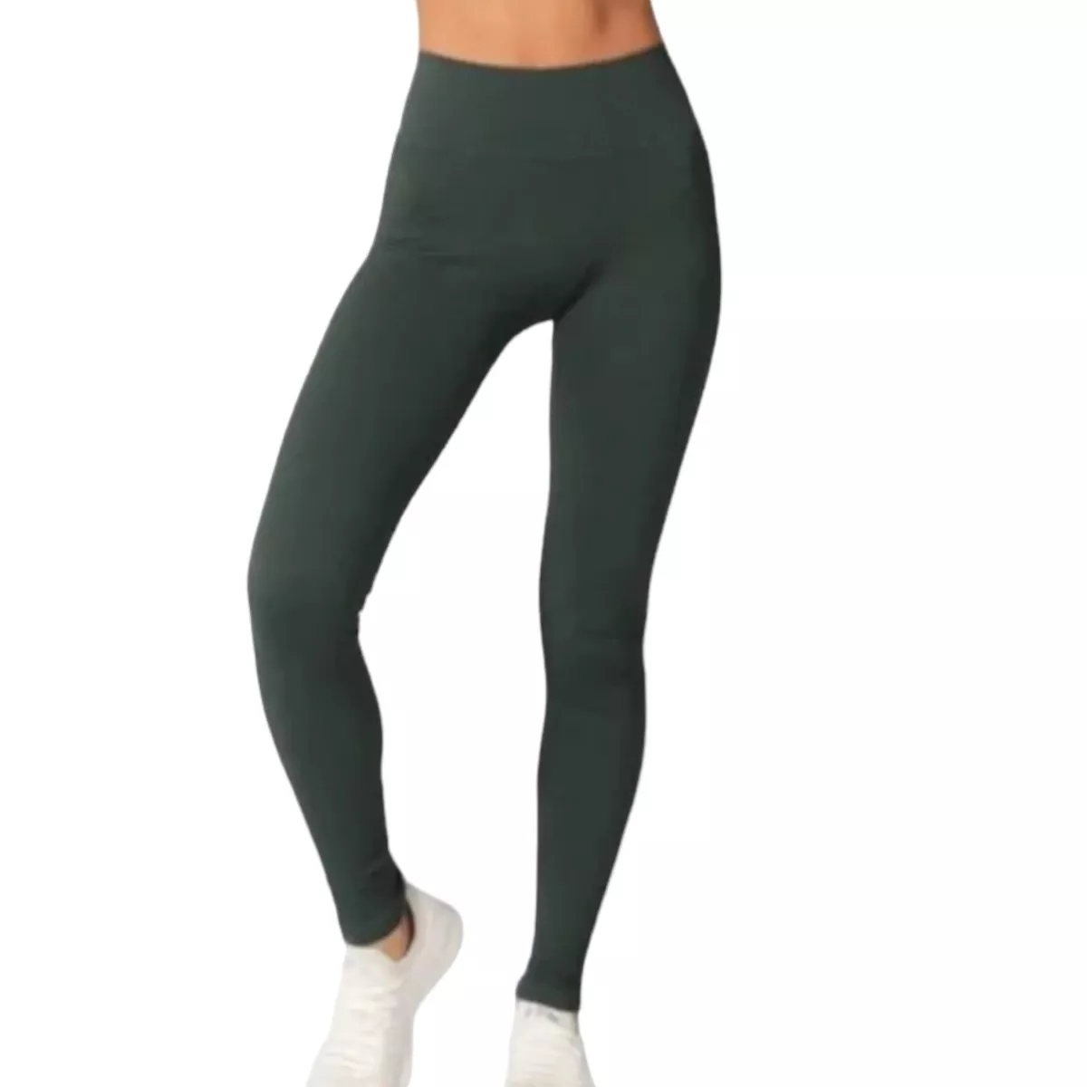 Nux Active Dark Green Ribbed High Compression Leggings Size Large NEW