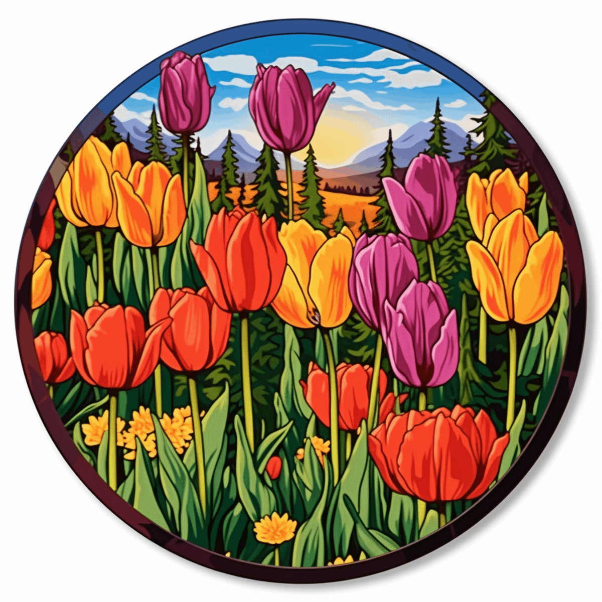 Field of Tulips Sticker Decal Car Truck Window Bumper Vinyl Decal Floral  Flowers