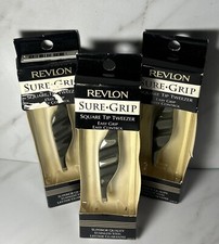 3X Revlon Sure Grip Square Tip Tweezer, Brand New Includes 3
