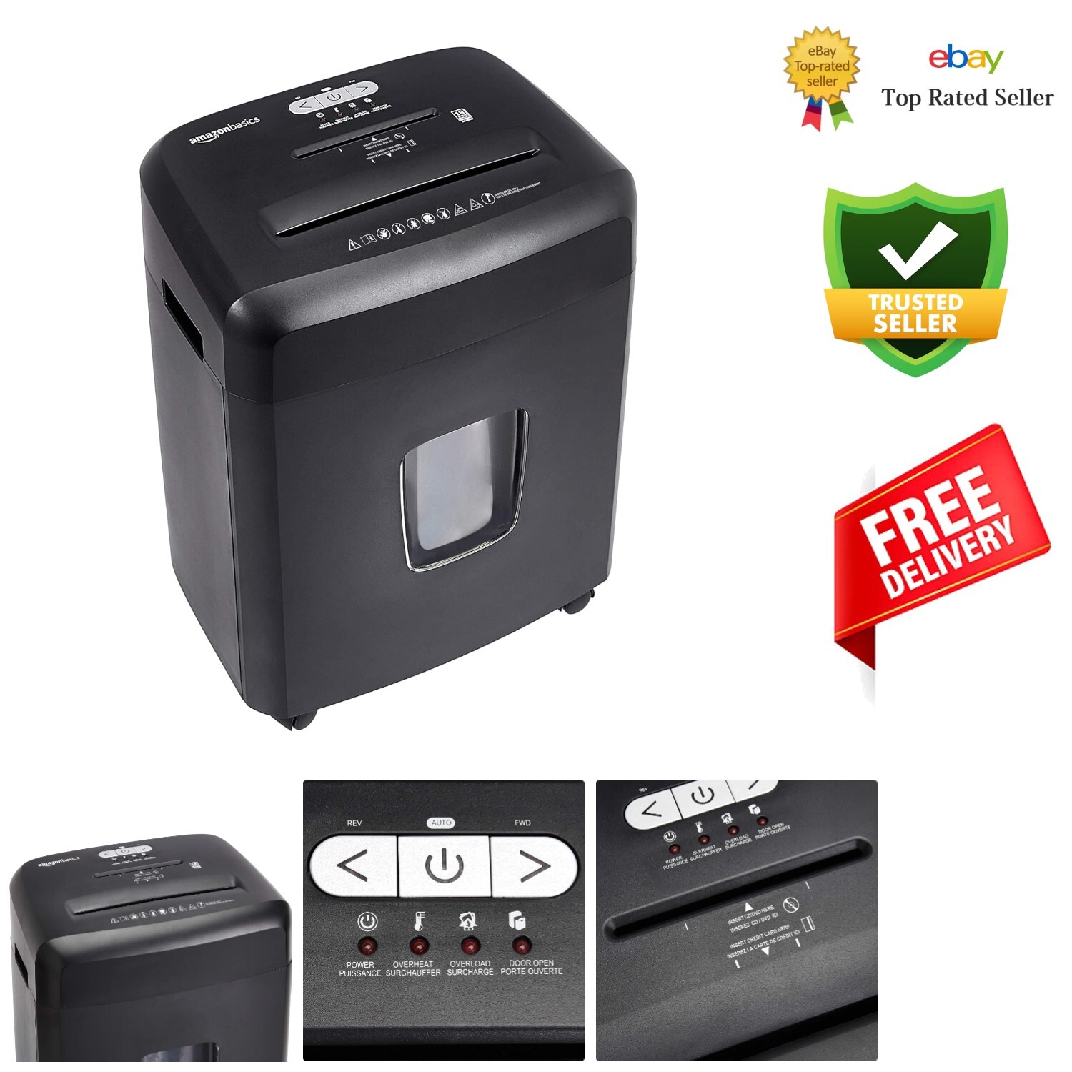 Compact 18-Sheet Cross-Cut Paper & Credit Card Shredder with Caster Wheels-image
