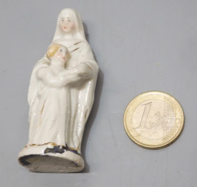 - JOLI PETIT SUJET VIERGE A L'ENFANT PORCELAINE ANCIENNE COLLECTION D - Photo 1/4