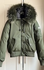 Kenzo Down Bomber Jacket With Real Fur Hood, Green Size S Genuine New £950