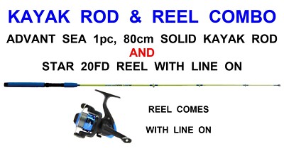 LINEAEFFE ADVANT SEA 80cm SOLID KAYAK ROD & STAR 20FD REEL+LINE BOAT SEA FISHING