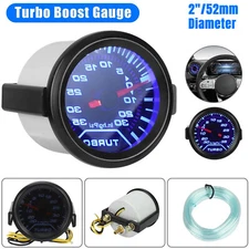Universal 2" 52mm Car LED PSI Turbo Boost Gauge Pressure Vacuum Smoked Face 12V