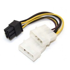 2 Dual 4 Pin Molex IDE to 6 Pin PCI-E Graphic Card Y Power Cable Adapter