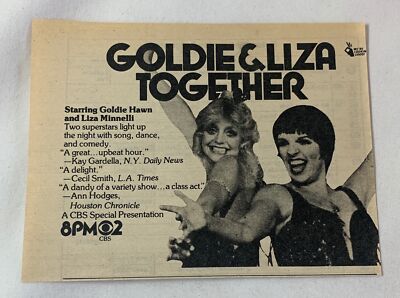 1980 CBS tv ad~ GOLDIE & LIZA TOGETHER Goldie Hawn, Liza Minnelli
