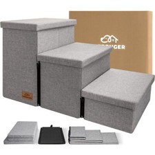 Dog Stairs Steps 17.1" H Small Medium Large Dogs Folding Bed Couch Ramp Strong