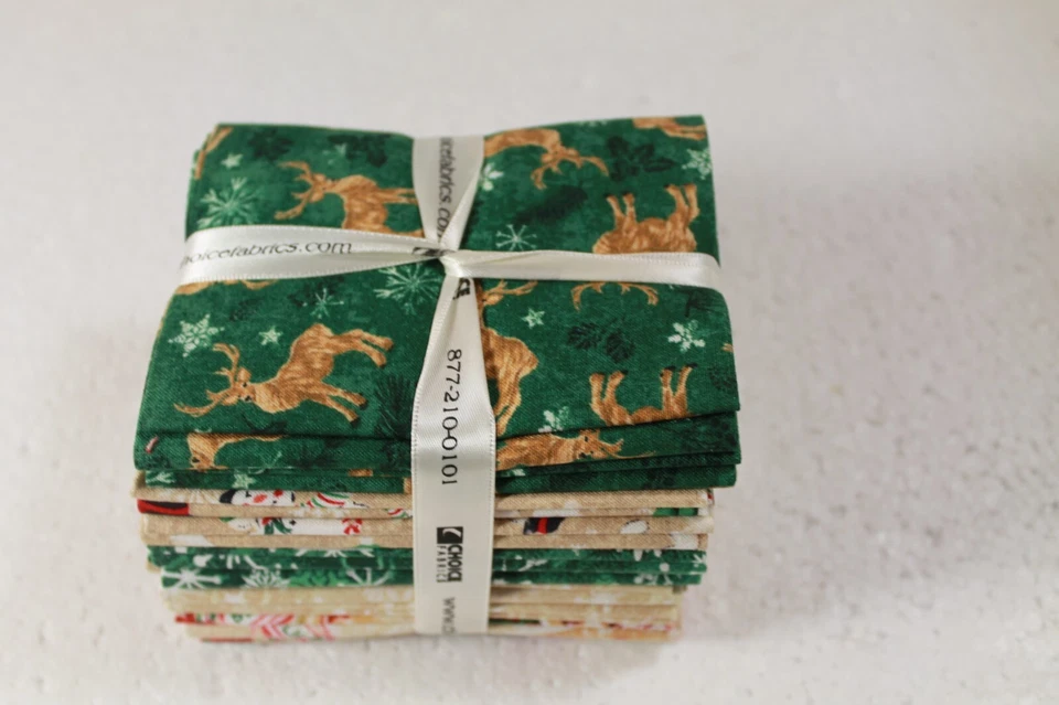 Paquete de 10 cuartos de grasa de tela de edredón de algodón Making Seasons Bright Fat Quarter Bronceado Foto 2 de 4