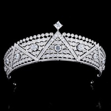 Luxury All CZ Cubic Zirconia Queen Wedding Bridal Princess Tiara Crown For Women