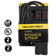 New 2FT 6 Outlet Safety Surge Protector Plug AC Wall Power Strip Extension