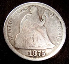 1875 P Silver Seated Liberty Dime (inv186)
