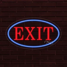 NEW "EXIT" w/BORDER OVAL 28x16x1 INCH LED FLEX WINDOW/WALL INDOOR SIGN 34202