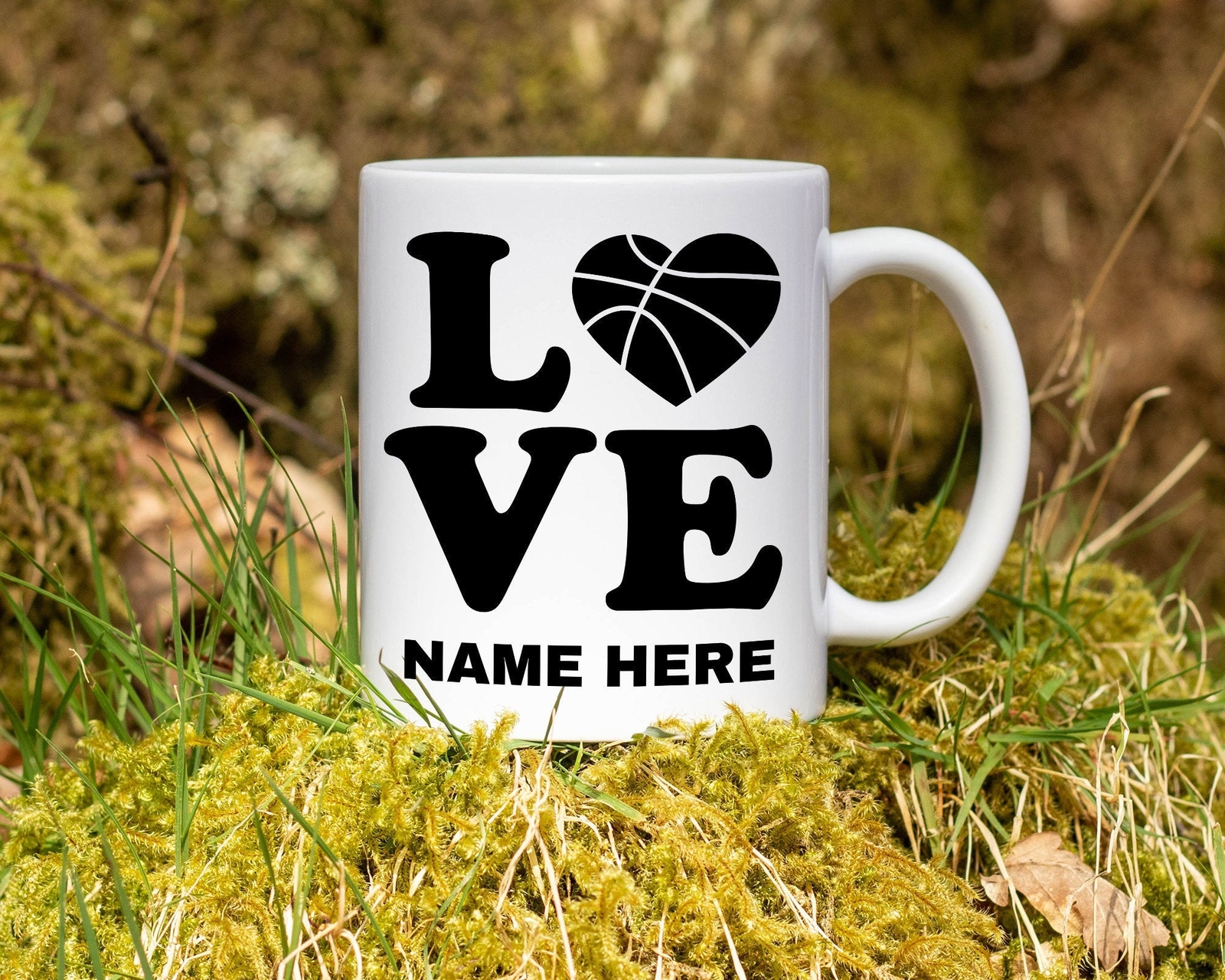 Love Basketball Premium Personalized Coffee Mug Teacup. Perfect Gift For